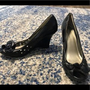 Black Charlotte Russe peep toe wedge
